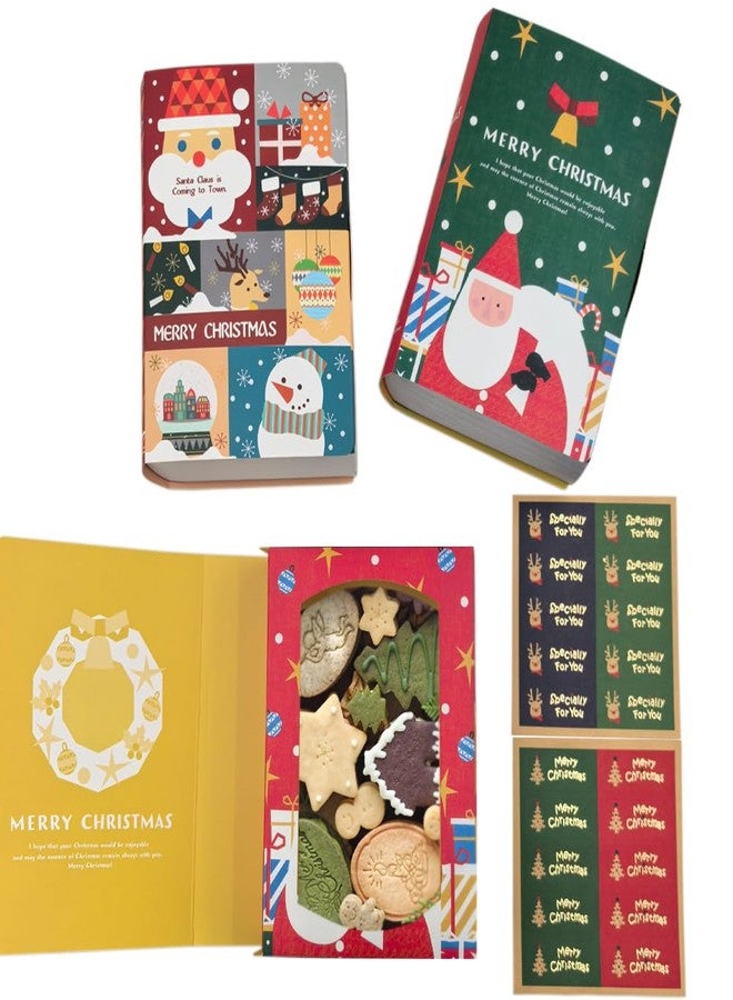Suponey Christmas Gift Boxes, 10 Pcs Book Shape Treat Boxes Christmas Party Favor Box Santa Wrapping Box for Candy Cookie Goodie and Home Décor - Image 1